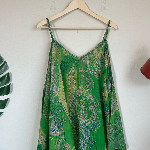 Soma Green Chiffon Scarf-Hem Cover-Up Dress - Picture 9 of 13